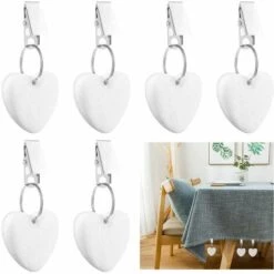 TRIOMPHE Lot De 6 Poids De Nappe En Pierre Naturelle Résistant Aux Intempéries Avec Pince Pour Jardin, Pique-nique, Cuisine, Restaurant(forme De Coeur),T-Audace