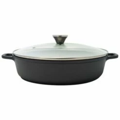 BAUMALU - Cocotte Mijoteuse Basse 32cm 5L + Couvercle En Verre