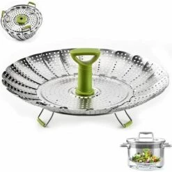 MODOU Pliable Panier Vapeur, Panier Vapeur Télescopique Pliable En Acier Inoxydable Avec Pieds Antidérapants Pour Cuire Légumes Et Aliments Ou Panier De Fruits(9'')
