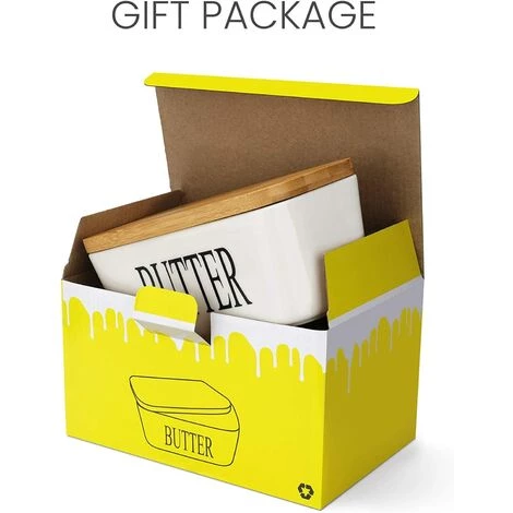 JOORRT Beurrier - Boite à Beurre En Porcelaine Avec Couvercle En Bois Et Petit Couteau | Boîte à Fromage Pour Conservation Au Frigo Cusine 250g Couleur Blanc 5 JOORRT Beurrier - Boite à Beurre En Porcelaine Avec Couvercle En Bois Et Petit Couteau | Boîte à Fromage Pour Conservation Au Frigo Cusine 250g Couleur Blanc – Image 5