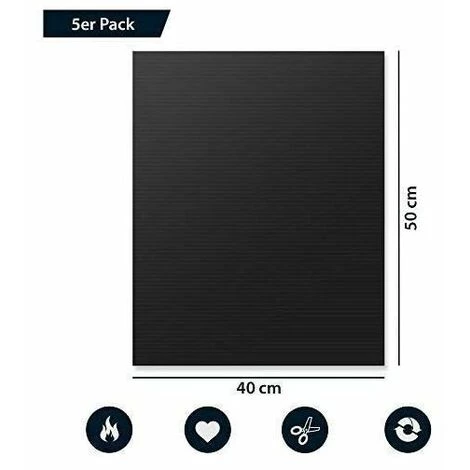 Cisea Tapis De Feuilles Cuisson Barbecue Set De 5 Tapis De Grillade XL 50x40 Cm Anti Adhérent Réutilisable Pour Four Gaz électrique Bbq Charbon Bois Micro-ondes En Silicone - Noir 2 Cisea Tapis De Feuilles Cuisson Barbecue Set De 5 Tapis De Grillade XL 50x40 Cm Anti Adhérent Réutilisable Pour Four Gaz électrique Bbq Charbon Bois Micro-ondes En Silicone - Noir – Image 2