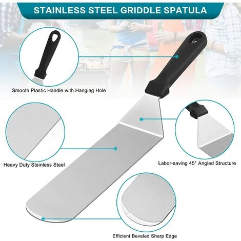 BAICCCF Ustensile De Barbecue Lot De 22 Accessoires De Plaque De Cuisson, Spatules En Métal Pour Plaque De Cuisson Professionnelle En Acier Inoxydable Robuste Pour Cuisson En Fonte D'extérieur Teppanyaki, Barbecue, Hachoir, Pince à Barbecue, Sac De Transport 3 BAICCCF Ustensile De Barbecue Lot De 22 Accessoires De Plaque De Cuisson, Spatules En Métal Pour Plaque De Cuisson Professionnelle En Acier Inoxydable Robuste Pour Cuisson En Fonte D'extérieur Teppanyaki, Barbecue, Hachoir, Pince à Barbecue, Sac De Transport – Image 3