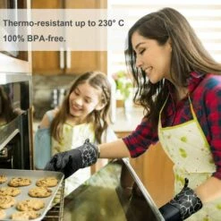 HKLFFJA Silicone Gants De Cuisine, Gants De Barbecue Résistant à Chaleur 1 Paire Et 2 Maniques, Parfait Pour Grill BBQ Cuisine Four De Cuisson (Black) 7 HKLFFJA Silicone Gants De Cuisine, Gants De Barbecue Résistant à Chaleur 1 Paire Et 2 Maniques, Parfait Pour Grill BBQ Cuisine Four De Cuisson (Black) -Accessoires de barbecue Soldes 63868798 3