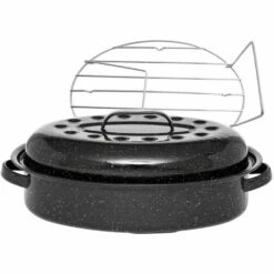 Cocotte Ovale En Acier Carbon 33x20cm + Grille - 6106+2007 - Warmcook - Noir