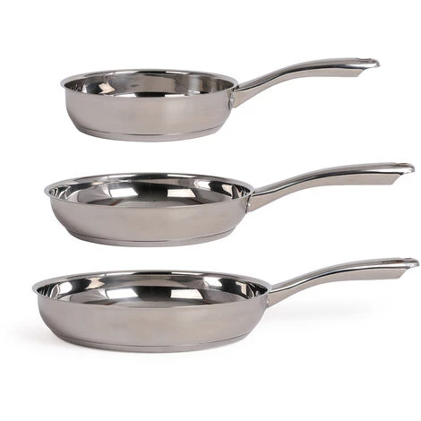 Lot De 3 Poêles 20/24/28cm Inox - Mep136 - Livoo - Inox 2 Lot De 3 Poêles 20/24/28cm Inox - Mep136 - Livoo - Inox – Image 2