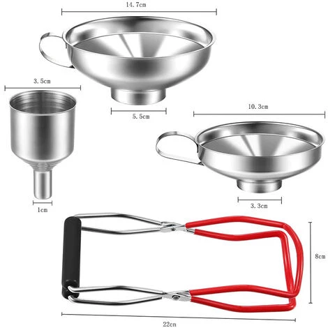 PERLE RARE Entonnoir à Confiture, Paquet Contient Pince De Bocal/3 Entonnoirs En Acier Inoxydable/Filtre, Entonnoir En Acier Inoxydable Pour Liquide Ou Confiture Et Pince De Levage De Bocal 5 PERLE RARE Entonnoir à Confiture, Paquet Contient Pince De Bocal/3 Entonnoirs En Acier Inoxydable/Filtre, Entonnoir En Acier Inoxydable Pour Liquide Ou Confiture Et Pince De Levage De Bocal – Image 5
