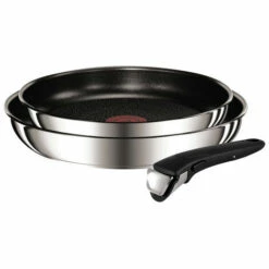 Lot De 2 Poêles 24/28cm Inox + Poignée - L9409202 - Tefal - Inox