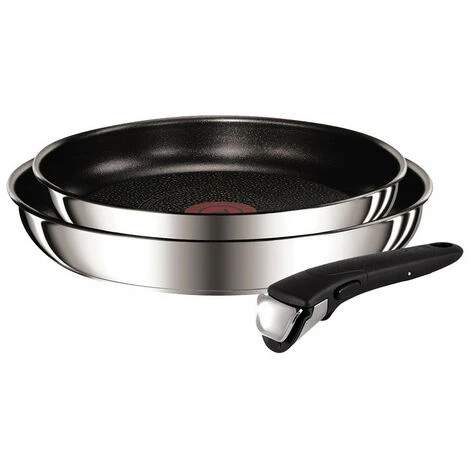 Lot De 2 Poêles 24/28cm Inox + Poignée - L9409202 - Tefal - Inox 1 Lot De 2 Poêles 24/28cm Inox + Poignée - L9409202 - Tefal - Inox