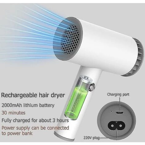 Sèche-cheveux USB Sans Fil Outils De Coiffure Rechargeables Portables Polyvalents Ménage Salon Barber Electric - (huali) THSINDE 2 Sèche-cheveux USB Sans Fil Outils De Coiffure Rechargeables Portables Polyvalents Ménage Salon Barber Electric - (huali) THSINDE – Image 2