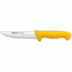 Couteau De Boucherie Arcos Couleur - Prof 291500 En Acier Inoxydable Nitrum Et Mango Polypropylène Jaune Ergonomique Avec Lame De 16 Cm, Vitrine.