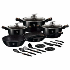 BERLINGERHAUS Berlinger Haus Shyny Black Batterie De Cuisine à Induction 17 Pièces Aluminium Antiadhésif Sans PFOA Noir - Noir