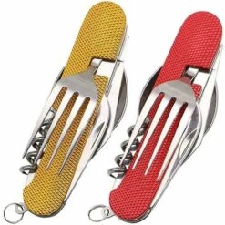 BDD Ensemble De Couverts De Camping Pliants En Acier Inoxydable Couverts Portables (2 Pièces)