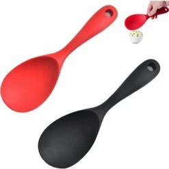 OSQI Cuillère Antiadhésive En Silicone De Cuisine 2 Pièces Ensemble De Cuillères En Silicone Cuillère De Cuisine Antiadhésive Cuillères à Riz En Silicone Scoop Revêtement Antiadhésif Pour Mélanger Et Servir