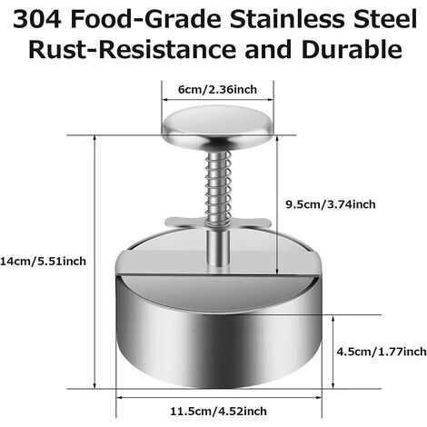 OSQI Presse à Hamburger, Presse à Hamburger En Acier Inoxydable 304, Presse à Hamburger à Steak Haché Réglable, Facile à Utiliser, Presse à Hamburger Antiadhésive Pour Réunion De Famille, Fête 2 OSQI Presse à Hamburger, Presse à Hamburger En Acier Inoxydable 304, Presse à Hamburger à Steak Haché Réglable, Facile à Utiliser, Presse à Hamburger Antiadhésive Pour Réunion De Famille, Fête – Image 2