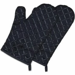 OSQI Gants De Four, Gants De Cuisine, Résistants à La Chaleur, Imperméables Et Antidérapants, Maniques Pour Four Barbecue Cuisson Manipulation, Doublure En Coton - 1 Paire, Noir