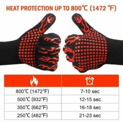 FVO Gants De Barbecue,Gants De Cuisine,Gants De Four Antidérapants En Silicone Anti-Chaleur Jusqu'à 800°C Certifié EN407,Gants Silicone BBQ Pour Le Soudage De Cuisson Cuisson (Rouge) -Accessoires de barbecue Soldes 66573738 3