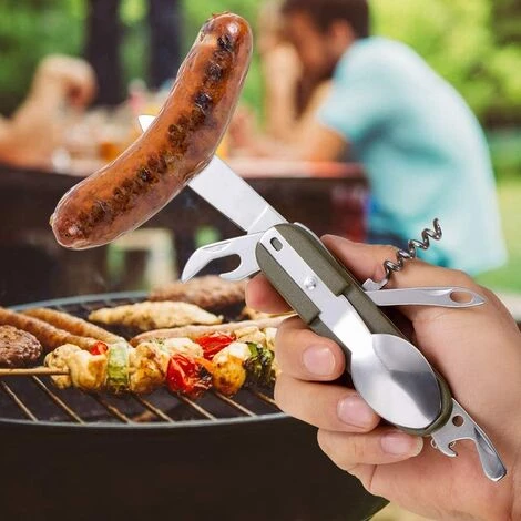 MODOU Ensemble D'ustensiles De Camping 7 En 1, Ensemble De Couteaux Fourchette Cuillère En Acier Inoxydable, Ensemble D'ustensiles De Camping Pliable, Ensemble D'ustensiles De Cuisine Multifonctions 5 MODOU Ensemble D'ustensiles De Camping 7 En 1, Ensemble De Couteaux Fourchette Cuillère En Acier Inoxydable, Ensemble D'ustensiles De Camping Pliable, Ensemble D'ustensiles De Cuisine Multifonctions – Image 5