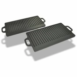 VidaXL Plancha En Fonte Réversible 2 Pcs 38x23 Cm - Noir