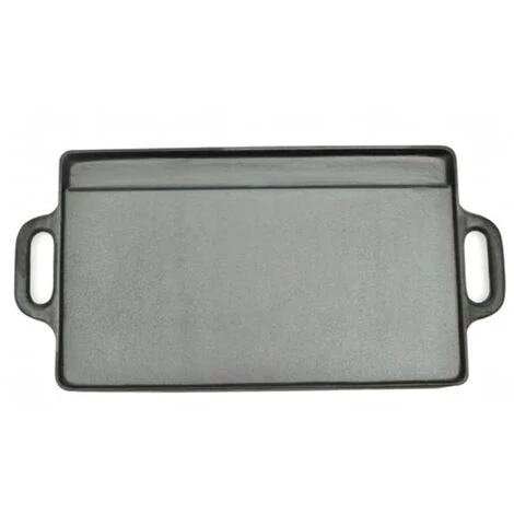 VidaXL Plancha En Fonte Réversible 2 Pcs 38x23 Cm - Noir 2 VidaXL Plancha En Fonte Réversible 2 Pcs 38x23 Cm - Noir – Image 2