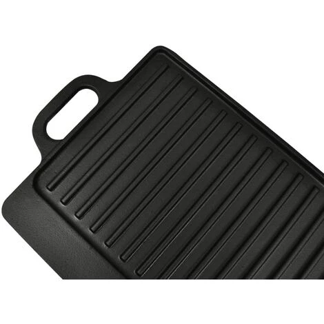 VidaXL Plancha En Fonte Réversible 2 Pcs 38x23 Cm - Noir 4 VidaXL Plancha En Fonte Réversible 2 Pcs 38x23 Cm - Noir – Image 4