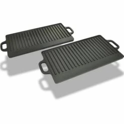 VidaXL Plancha En Fonte Réversible 2 Pcs 38x23 Cm - Noir 9 VidaXL Plancha En Fonte Réversible 2 Pcs 38x23 Cm - Noir -Accessoires de barbecue Soldes 734733 5