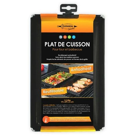Durandal Selection Plaque Barbecue 1.5 Litres | Petit Plat De Cuisson BBQ | Plaque Four Antiadhésive| Plaque De Cuisson Four - Noir 2 Durandal Selection Plaque Barbecue 1.5 Litres | Petit Plat De Cuisson BBQ | Plaque Four Antiadhésive| Plaque De Cuisson Four - Noir – Image 2