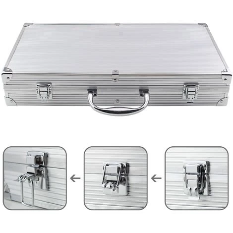 TODECO Lot D'Ustensiles Pour Barbecue, Set D'Ustensiles Bbq Pour Grillades, 18 Ustensiles En Acier Inoxydable, Mallette En Aluminium, Matériau: Alliage En Aluminium 3 TODECO Lot D'Ustensiles Pour Barbecue, Set D'Ustensiles Bbq Pour Grillades, 18 Ustensiles En Acier Inoxydable, Mallette En Aluminium, Matériau: Alliage En Aluminium – Image 3